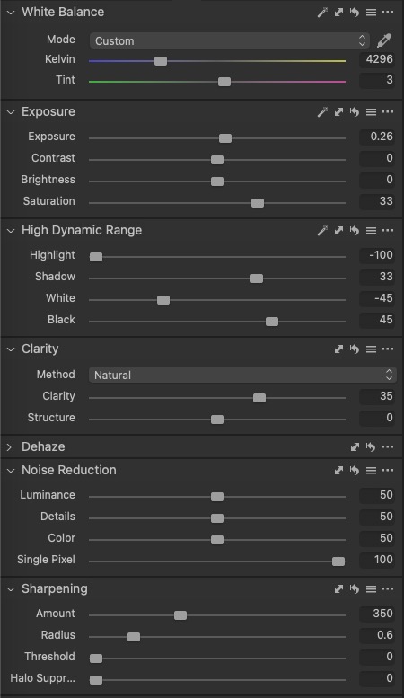 Capture One Pro settings screenshot