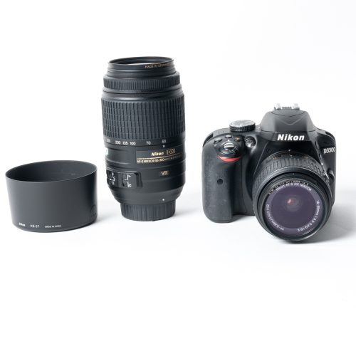 Nikon D3300 w/18-55mm and 55-300mm lenses